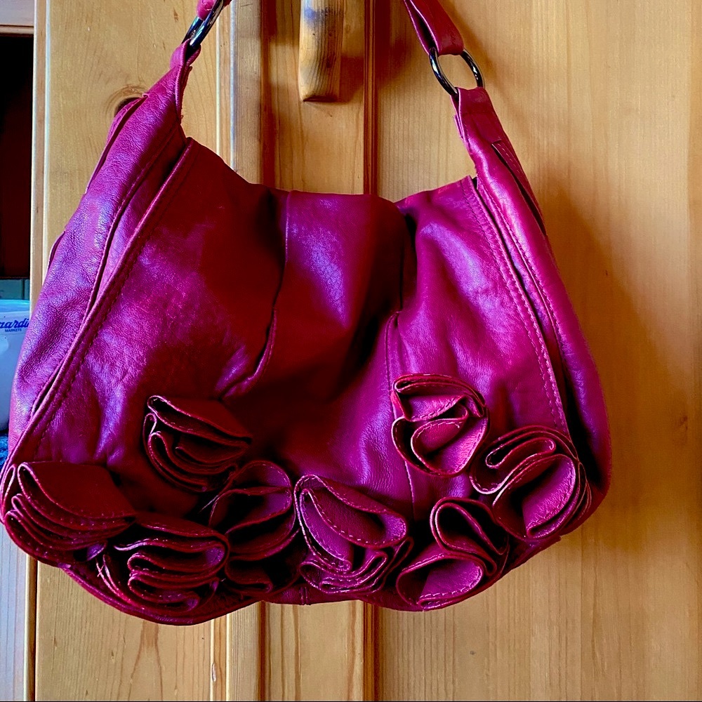 Leather Handbag Vince Camuto bright red.